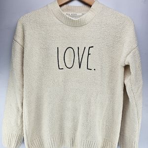 Rae Dunn "Love" Drop Shoulder Chenille Sweater Medium